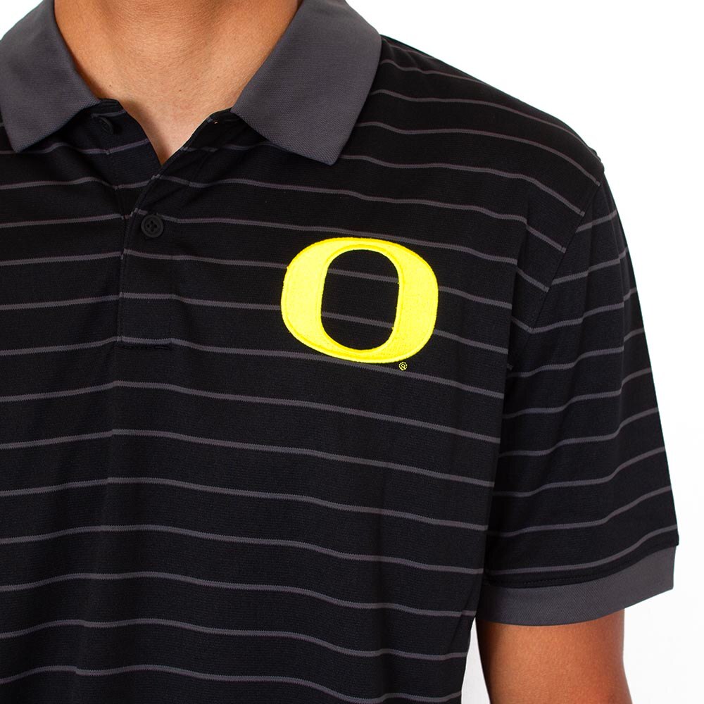 Classic Oregon O, Nike, Black, Crew Neck, Performance/Dri-FIT, Men, Pique, Stripe, Sideline, Shirt, 883777